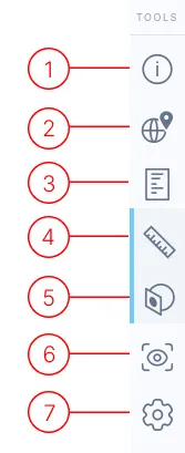 Asset side menu toolbar with numbered tools