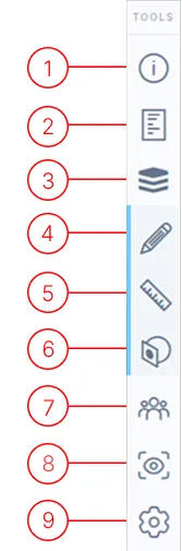 Project side menu toolbar with numbered tools